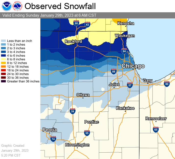 January 2829, 2023 Heavy Snowfall in Far Northern Illinois; Nighttime